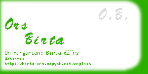 ors birta business card